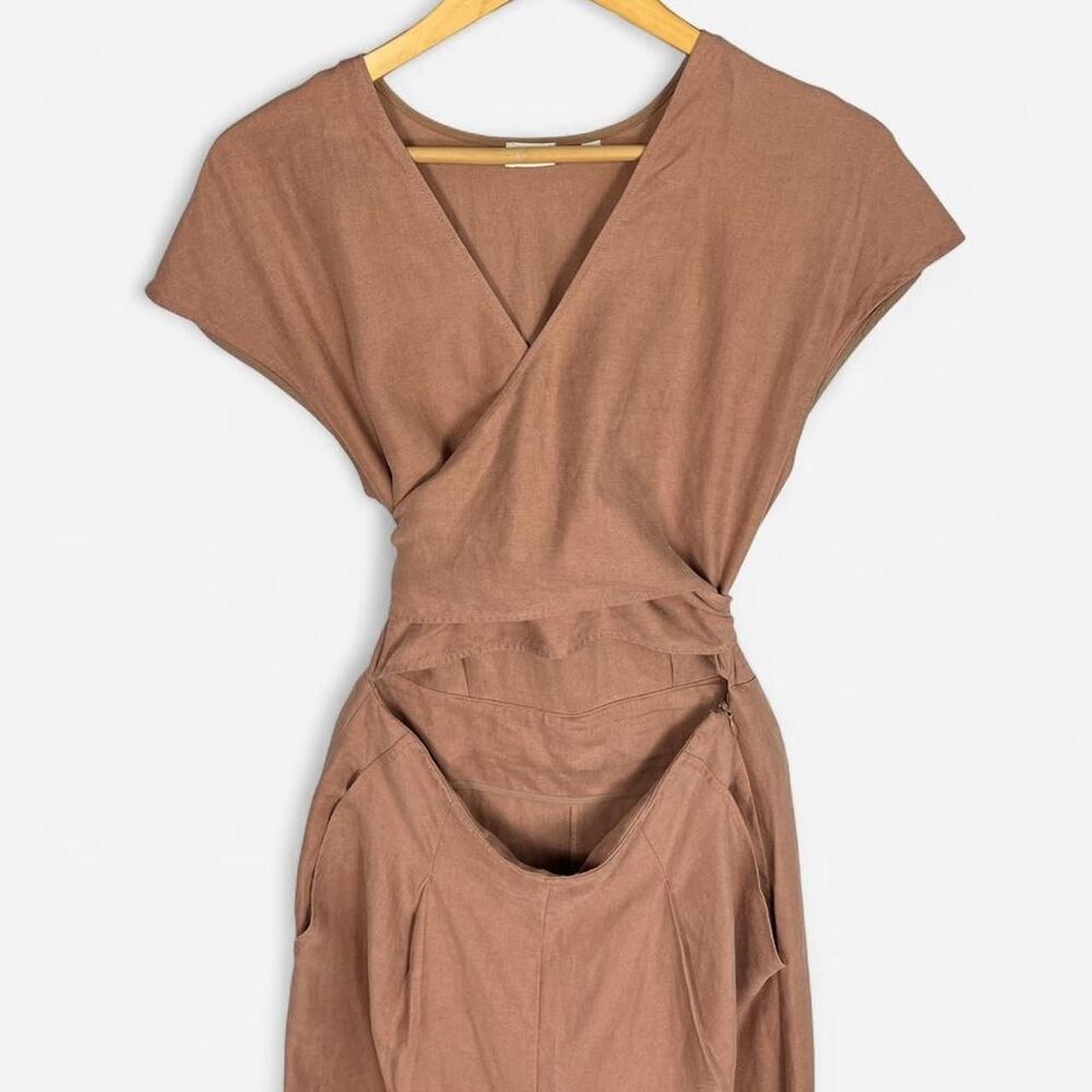 Wilfred Womens Wrap/Wide Leg Jumpsuit Sz. 6 Cotton/Linen Boho Minimalist 90s - Picture 3 of 8